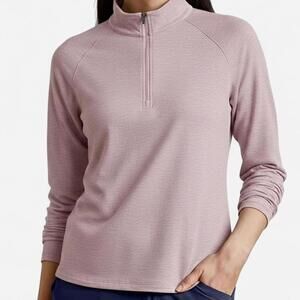 Orvis Quarter Zip Pullover Womens Small Blush Cotton